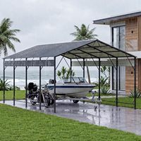 Abri extérieur de luxe moderne robuste 12x20 pieds avec structure en fer et toit galvanisé, imperméable, pour voitures, camions, bateaux, tracteurs