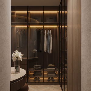 Placard moderne autoportant de luxe Armoires de chambre à coucher en bois personnalisées Conception ouverte MDF Matériau de porte Meubles de chambre à coucher - Product Image 5