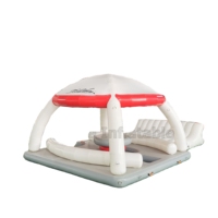 Plateforme flottante gonflable double paroi en tissu pour fête, île-tente certifiée CE, couleur personnalisée pour parc aquatique