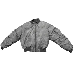 2024 Custom Bomber Jacket For Men Oversized Winter Thick Casual Cropped Jacket Embroidery Nylon Fabric Unisex