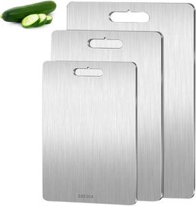 Planche à découper rectangulaire en acier inoxydable de qualité alimentaire, écologique, compatible lave-vaisselle, épaisseur 1,5 cm, pour la découpe de viande et de légumes - Product Image 1