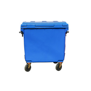 Poubelle en plastique robuste et écologique de 1100 L avec couvercles et 4 roues, bac à déchets extérieur pour projets d'appel d'offres des municipalités - Product Image 2