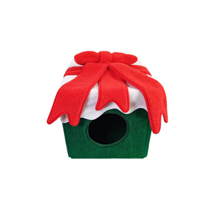 Christmas Cat House Square Soft Pet Bed With Warm Fleece For Indoor Cats Winter Gift - Product Image 5