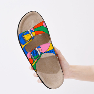 Sandali in Sughero con Logo Personalizzato, Ciabatte Piatte da Donna con Grafica Astratta, Vendita all'Ingrosso B2B, Fornitore Diretto di Fabbrica OEM ODM - Product Image 2