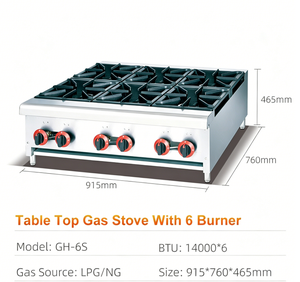 Commercial Kitchen Equipment Table <strong>Top</strong> Gas <strong>Stove</strong> 6 burner Gas Cooker <strong>Grill</strong> <strong>for</strong> Restaurant - Product Image 3