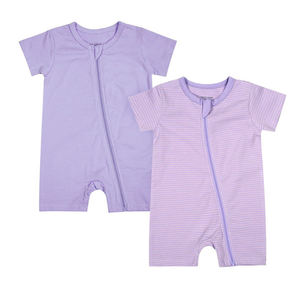 3-24 <span class=keywords><strong>mesi</strong></span> pagliaccetto con cerniera a maniche corte in cotone pigiama da bambina <span class=keywords><strong>2</strong></span> Pack tute per dormire e giocare - Product Image 2