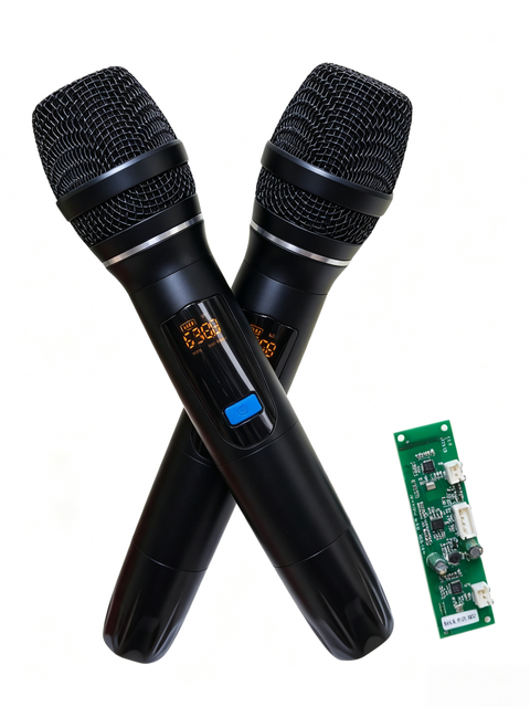 UHF Wireless Dynamic Handheld Microphone Set LED Receiver Board Plastic Noise Cancelling Lightweight Portable for Family KTV