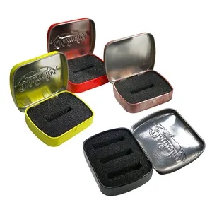 dozen metalen Suppliers-Custom Lege Food Grade Kleine Emboss Tin Case Grote Zilveren Tin Container Metalen Verpakking Vlakte Scharnierende Rechthoekige Tin Kan