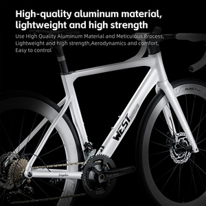 จักรยานเสือหมอบโครงอลูมิเนียม WEST BIKING พร้อมชุดล้อคาร์บอนไฟเบอร์ ดิสก์เบรกไฮดรอลิก น้ำหนักเบา รุ่น 1401042 พร้อมอุปกรณ์เสริม - Product Image 5