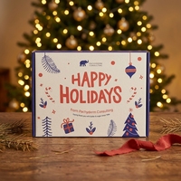 Boîte d'expédition en carton ondulé recyclable avec poignée, pelliculage mat, gaufrage et revêtement UV pour emballage cadeau e-commerce de fêtes
