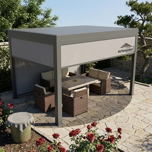 Pergola Autoportante in Alluminio Airfun con Tetto Retrattile Motorizzato a Lamelle, LED, Bioclimatica, Ecologica e Resistente al Vento per <span class=keywords><strong>Giardino</strong></span> - Product Image 2