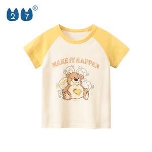 27 hogar 9 años 140 gramos <span class=keywords><strong>de</strong></span> verano Oso <span class=keywords><strong>de</strong></span> dibujos animados bebé chica T camisa - Product Image 3
