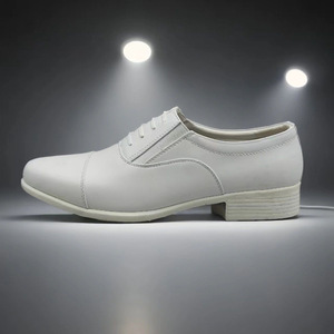 White Leather <b>Dress</b> Shoes <b>Men</b> Formal Wedding Oxfords Lace Up Classic Style Business Wear - Product Image 4