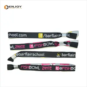 Promotional Eco-friendly Disposable Fabric Woven Wristband With Metal Plastic Buckle
