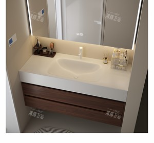 Wall Mounted Bathroom Furniture Cabinet <b>Paint</b> PVC Waterproof Bathroom Vanity with Wash Basin - Product Image 3