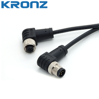 Connecteur pré-assemblé KRONZ M12 avec câble de 5 m, femelle, angulaire, PVC noir, blindé, IP67, connecteurs d'assemblage industriels
