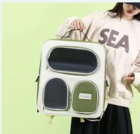 Carrito de Transporte para Mascotas con Ruedas de Dos Tonos, Asa Retráctil, Ventana Transparente, Múltiples Bolsillos de Almacenamiento, Maleta de Viaje con Ruedas para Gatos