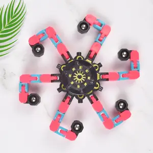 Mainan Fidget Spinner Tangan Anti Stres Warna-warni Mainan Bayi Logam Uniseks Alat Tautan OEM Buku Jari Buah Kartu Warna Plastik