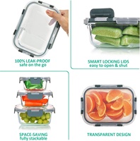 Glas-Frischhaltedosen 12er-Set Auslaufsicher Luftdichter Deckel Lunchbox Büro Brotdose Picknick Schule Mikrowellengeeignet Gefrierschrank- und Spülmaschinenfest
