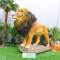 Décoration de parc à thème, simulation d'animaux grandeur nature, sculpture animatronique réaliste et mobile du Roi Lion pour safari