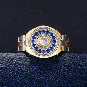 Anello di Fidanzamento F592 in Oro 18K con Zaffiro, Taglio Brillante Rotondo, Pietra Principale Naturale Colore D - Product Image 3