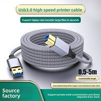 Cable de Datos USB 3.0 de Alta Velocidad con Cabeza Cuadrada, Conductor de Cobre y Revestimiento de Aleación de Aluminio para Impresoras y Discos Duros Externos