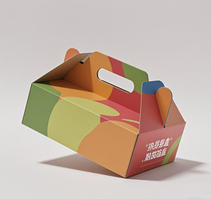 Benutzer definiertes Logo Fabrik Großhandel Karton mit großer Kapazität Tragbare Obst verpackungs boxen mit Griff boxen Kraftpapier-Geschenk box - Product Image 4