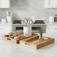 Plateaux de rangement en bois modernes avec poignées, design multifonctionnel, durables et faciles à nettoyer pour la cuisine et le salon