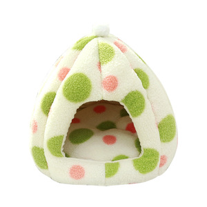 Cat <b>Nest</b> Four Seasons Universal Closed Dome Green Dots Strawberry Mongolian Yurt Cat Hideout Thickened Warm Dog House Pet - Product Image 5