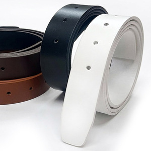 Sangle de ceinture en cuir véritable italien d'origine coréenne 35 mm x 120 cm 5 trous sans boucle finition lisse en cuir de vachette souple pour peaux sensibles - Product Image 1