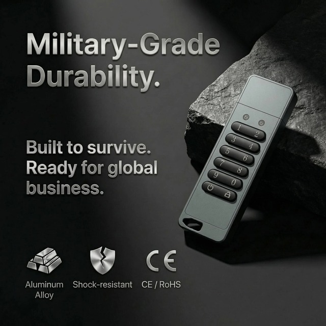 New USB3.0 16GB-64GB Aluminum Alloy Hardware Encrypted AES256 Flash Drive with 1-Year Warranty in Stock