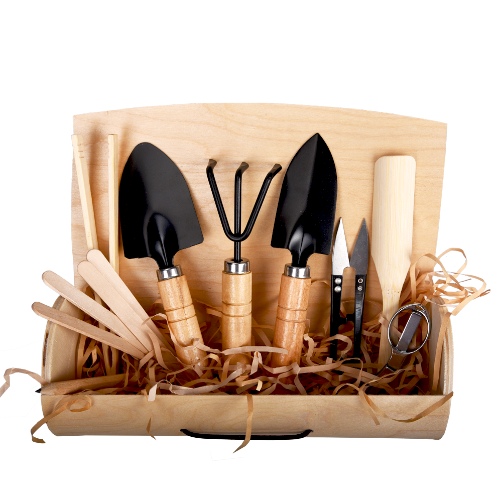 Naturalbusiness DIY Wood Garden Work Set for Home Gardening Tools Including Shovel Rake Scissors Tools for Artificial Flowers