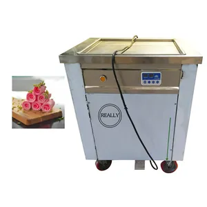 2024 Factory Supply Große Pfanne Obst Joghurt Braten Rolled Ice Cream Popsicle Making Machine Kommerzielle automatische gebratene Eismaschine