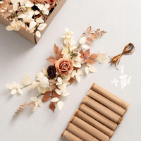Décorations florales artificielles pour chaises de mariage d'automne, allées d'église, bancs, cérémonies et réceptions, couleurs terre cuite, rouille, sépia