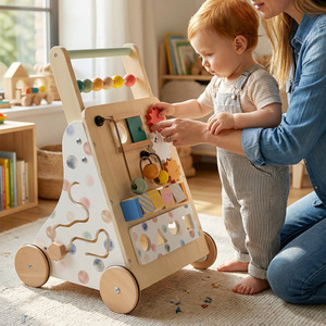 Centro de Actividades Montessori de Madera para Niños, Andador de Equilibrio, Carrito de Empuje, Juguetes para Bebés de 0 a 3 Años, Carga de 10 kg - Product Image 2