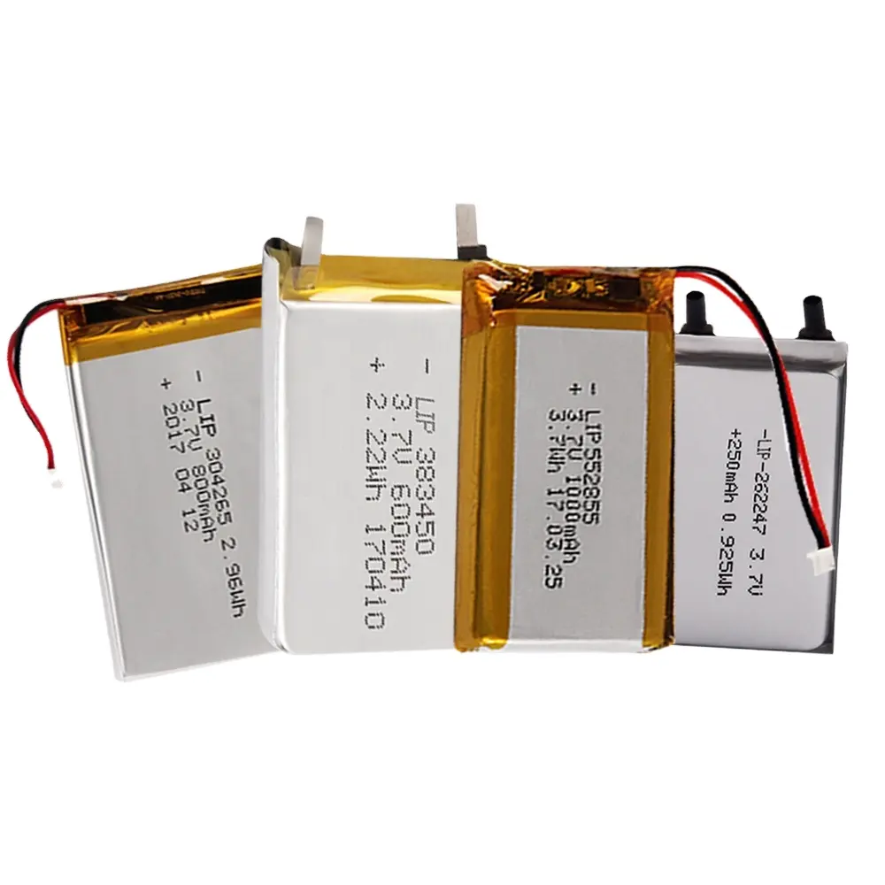 Aangepaste Oplaadbare Li-Ion Batterij 3.7V 3.8V 7.4V 12V 150Mah 250Mah 400Mah 600Mah 1000Mah Lithium-Polymeer Batterij