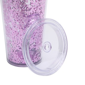 Bpa-free 16oz 26oz Acrylic rõ ràng Shinny long lanh Quả cầu tuyết nhựa Tumbler đôi tường xe cup với rơm Nắp Đảng drinkware - Product Image 4