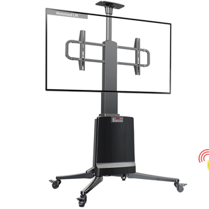 Supporto motorizzato a soffitto per TV e tablet, con base mobile, per caminetto elettrico, acquario, tavolo a colonna in vetro regolabile a movimento completo - Product Image 1