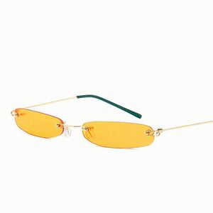 Nouvelles Lunettes de Soleil Rétro 2019 pour Femmes, Logo Personnalisé, Mignonnes, Petites, Fines, Sans Monture, Rectangulaires - Product Image 5