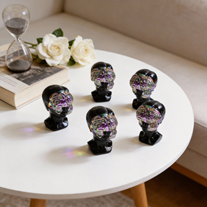 Kerajinan Tangan Ukiran Tengkorak Obsidian Kustom Pabrik, Tengkorak Kristal Batu Alam Penyembuh untuk Dijual - Product Image 5