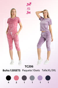 Pantaloni da tuta da donna M S M Tie Dye, lunghezza intera, con coulisse, casual, in spandex e cotone TC206 - Product Image 3