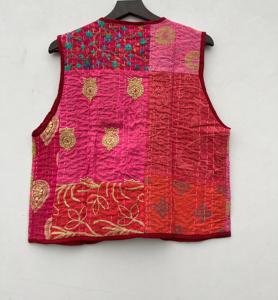 Chaleco bordado elegante hecho a mano para mujer, ropa exterior informal de retazos con cuello en V de algodón para fiesta de otoño e invierno - Product Image 6