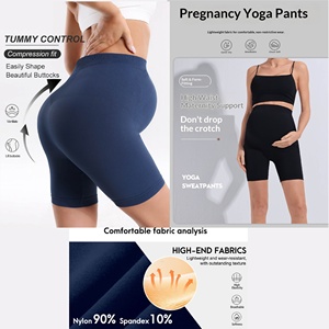 Pantalones Deportivos Ajustados de Color Sólido sin Costuras, Pantalones Cortos de Spandex y Nailon <span class=keywords><strong>para</strong></span> Mujeres <span class=keywords><strong>Embarazadas</strong></span> - Product Image 2