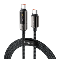 Chargeur rapide Toocki Smart 100W PD avec câble USB-C et affichage de puissance pour ordinateur portable et téléphone, charge rapide