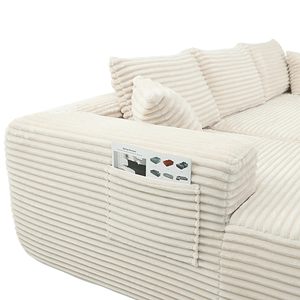 Sofá Seccional Modular Comprimido en Forma de L, Sofá Sin Estructura Tipo Nube de 3 Plazas Tapizado con Chaise Longue y Asiento Profundo para el Hogar - Product Image 6