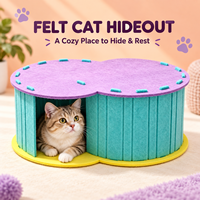Maison pour chat en feutre double rond, lit cachette pour chat d'intérieur, couleur personnalisée, mobilier pour animaux de compagnie, vente en gros