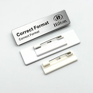 Customized Hotel Name <b>Badge</b> <b>Pin</b> Blank Metal Resin Logo Custom Stainless Steel Laser Name Tag, Rectangular Staff Name Tag - Product Image 5