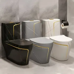 Ovs Inodoro Negro Luxe Eendelige Badkamer Keramische Wc Waterkast Porselein Goud Zwart Gekleurde Toiletten Kom