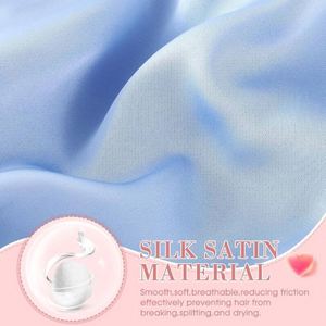 Women's Solid Color Double Layer Satin Silk Nightcap Fashion Curl Edge Elastic Ladies Hair Cap Turban for Beauty Bath <b>Shower</b> - Product Image 2