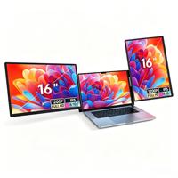 Moniteur portable triple écran S7 16 pouces 1200P IPS grand écran pour ordinateur portable, vente directe usine et promotionnelle, extension d'écran pour le commerce